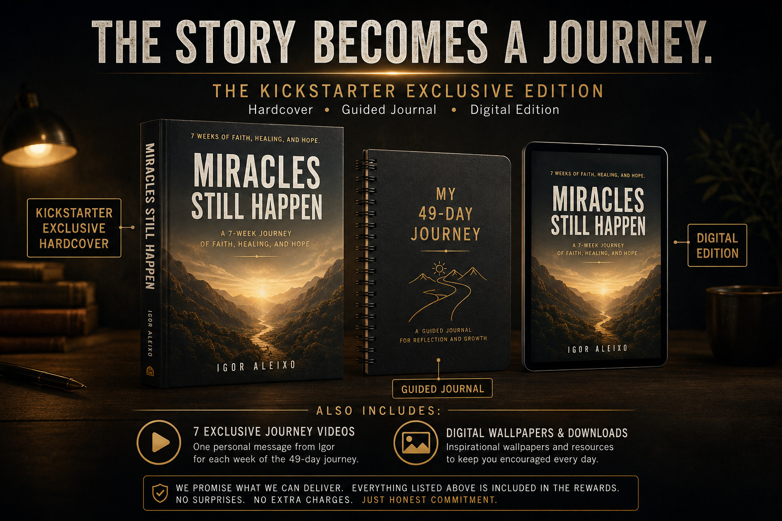 The hardcover, the guided journal and the digital edition